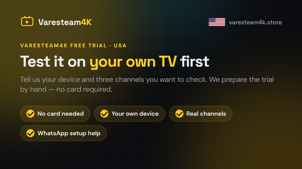 Varesteam4K free trial: 24 hours of the full IPTV line-up with no card needed
