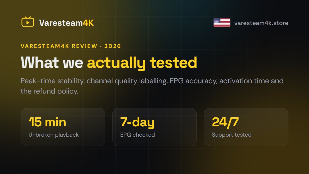 Varesteam4K review 2026: buffering, channels, activation time and refunds tested